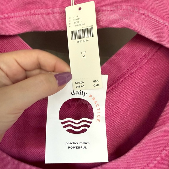 Anthropologie Daily Practice Cozy Pink V-Neck Sweatshirt for Women - Picture 2 of 3